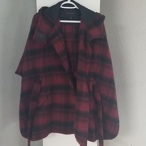 Oversized plaid coach coat